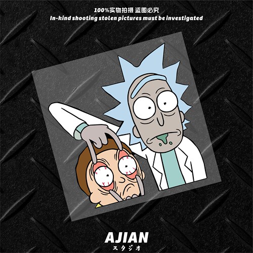 RickANDMorty 瑞克和莫蒂卡通动漫行李箱贴电动车汽车贴画 - 图3