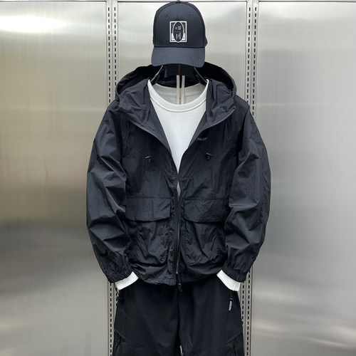 新款男衣服男青年夏季超薄户外防晒服运动百搭连帽防晒衣帅气外套 - 图3