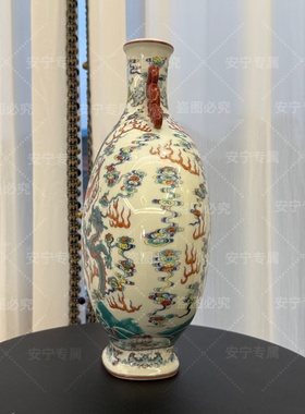 双龙陶瓷花瓶摆件高端桌面大气开业上档次玄关别墅