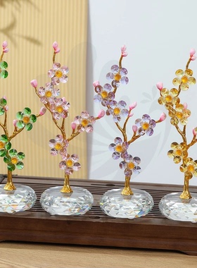 水晶六朵梅花摆件家居茶几影视柜书桌酒柜装饰品