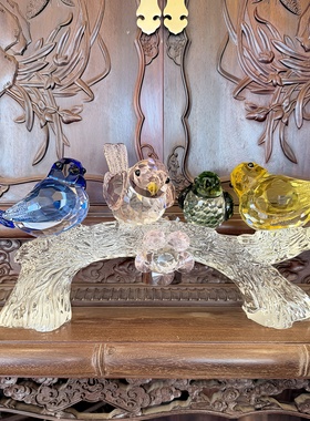 喜上梅梢喜鹊摆件轻奢高级感水晶客厅玄关家居桌面装饰摆设