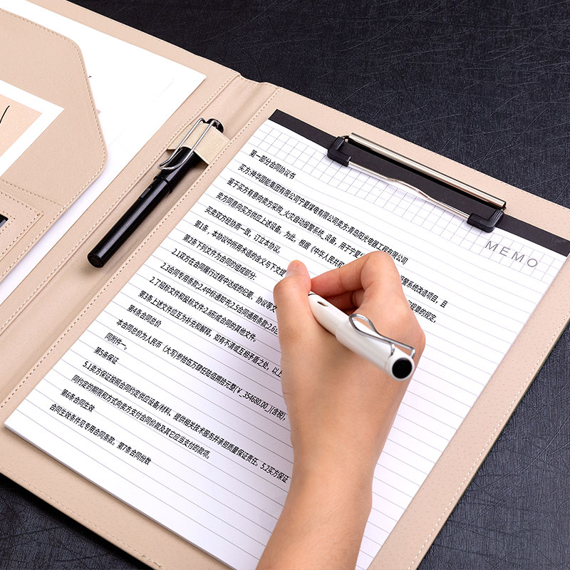 a4文件夹大容量销售签约谈单本商务办公用品设计师档案板夹大堂经理客户接待本写字垫皮质合同收纳包定制logo - 图1