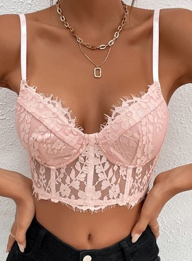 women's casual sexy lace see-through vest 休闲性感蕾丝背心女