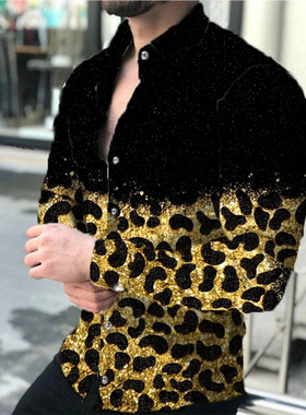 Men's Slim Fit Printed Long Sleeve Shirt男士修身印花长袖衬衫