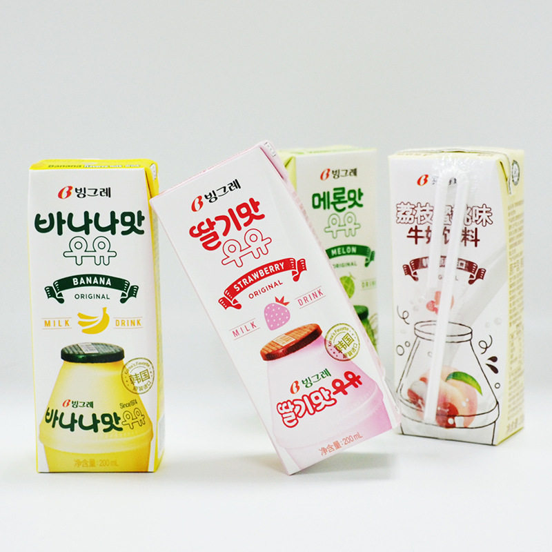 韩国进口 宾格瑞 香蕉味草莓哈密瓜牛奶饮料12/盒装 休闲含乳饮品,淘宝优惠券,粉丝福利购,淘宝优惠卷
