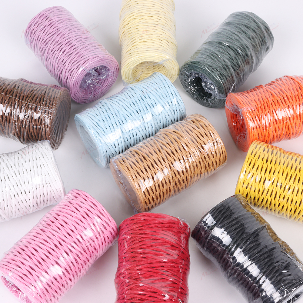 铁丝纸藤带铁丝纸绳DIY手工编织花篮花瓶2mm50米鲜花包装捆扎 - 图2