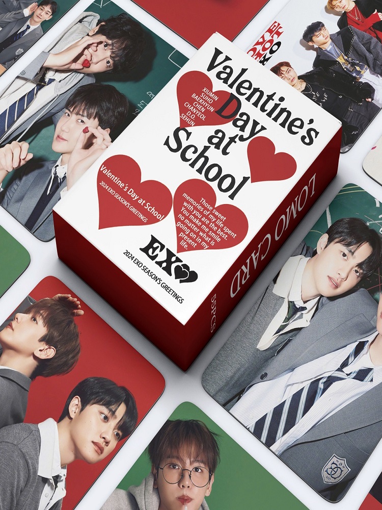 现货55张EXO卡片Valentine's Day at School边伯贤朴灿烈EXO 2024 - 图0