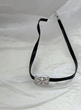 辣度超标!黑色蝴蝶结choker锁骨链女高级感脖颈链小众ins纯欲项链