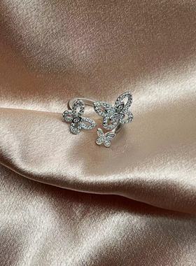 韩国锆石蝴蝶开口戒指时尚高级感食指戒网红风个性手饰饰品女