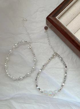 ins风碎银子一眼就沦陷！珍珠手链女款轻奢小众精致气质温柔手饰