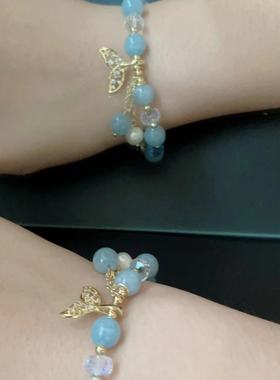 猫眼石珍珠水晶串珠手链轻奢小众女生设计时尚珠子手串手饰女款夏