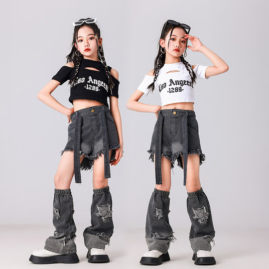 女团jazz两截牛仔套装女童潮流街舞表演服酷帅网红炸街街舞爵士舞