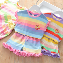 2Pcs Summer Kids Baby Girls Clothes Coutton Home Wear Pajamas