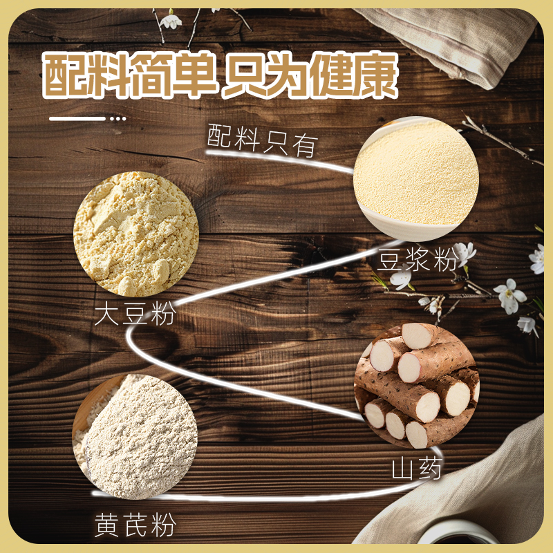 黄芪豆浆营养早餐高蛋白山药黄豆浆粉无糖精原味健身女性冲饮