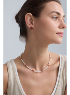 红玛瑙项链CANAGEMS天然玛瑙