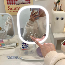 Small mirror table top stand Makeup Table Light Extravagant portable High sense Office Student Dormitory Mens Net Red Home