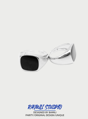 原创设计黑墨轻奢小众戒指冷淡风