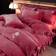Zhenpin high-end thickened milk velvet four-piece set solid color winter flannel coral velvet bed sheet and quilt cover warm supplies