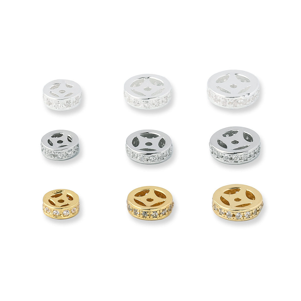 『无戒』S925纯银镶钻铜钱隔片镶嵌锆石镂空小隔珠diy银饰配件,淘宝优惠券,粉丝福利购,淘宝优惠卷