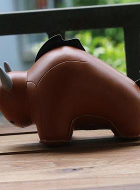 台湾Zuny牛市摆件招财斗牛 手工皮质情人节礼物生日创意个性男生