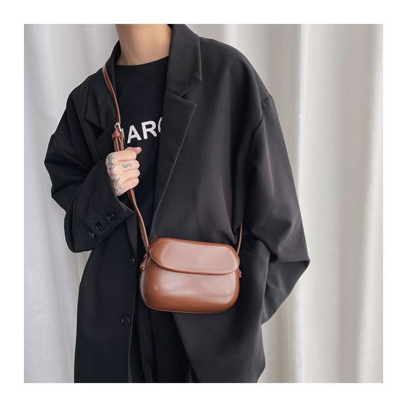 极简中性风男女翻盖小方包硬皮盒子包韩版街拍潮流休闲单肩斜挎包,淘宝优惠券,粉丝福利购,淘宝优惠卷