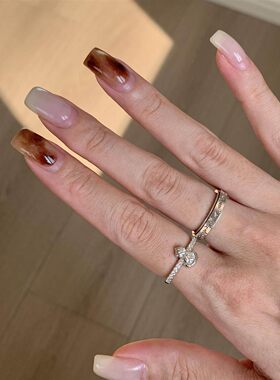 S925纯银可转动银色星芒戒指女款