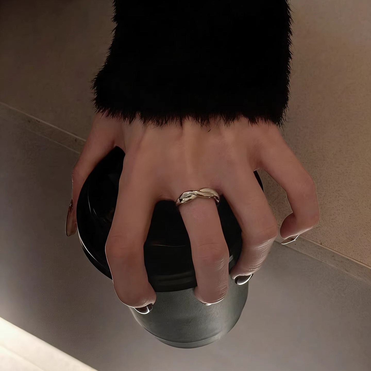 S925 sterling silver stacked old money style diamond ring for women