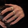 S925 sterling silver stacked old money style diamond ring for women