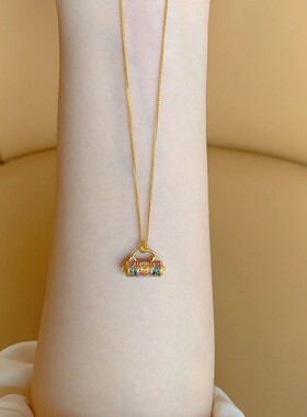 金色珐琅彩平安锁项链女款2026新