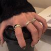 S925 sterling silver stacked old money style diamond ring for women