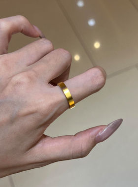 S925纯银新中式古法金色爆闪满天星排钻戒指女小众设计素圈食指戒