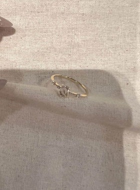 金色满天星闪钻戒指女开口轻奢