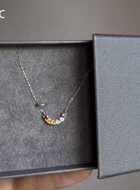 轻奢彩色满钻微笑项链女款2026