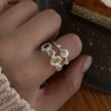 Korean style ins silver ring for women small colorful mushroom oval