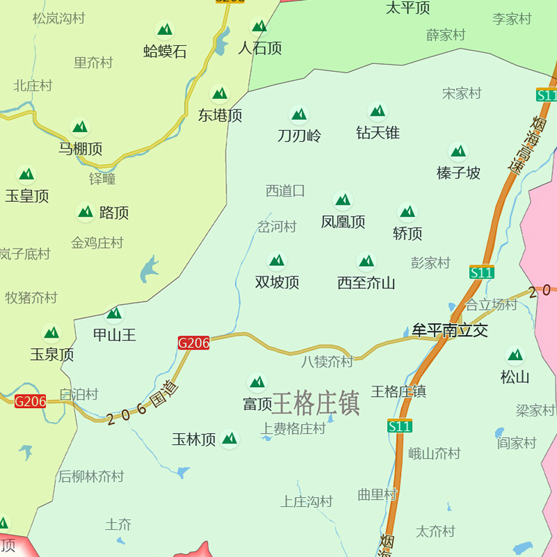 牟平区地图1.1m山东省烟台市交通行政区域颜色划分防水新款贴图 - 图2