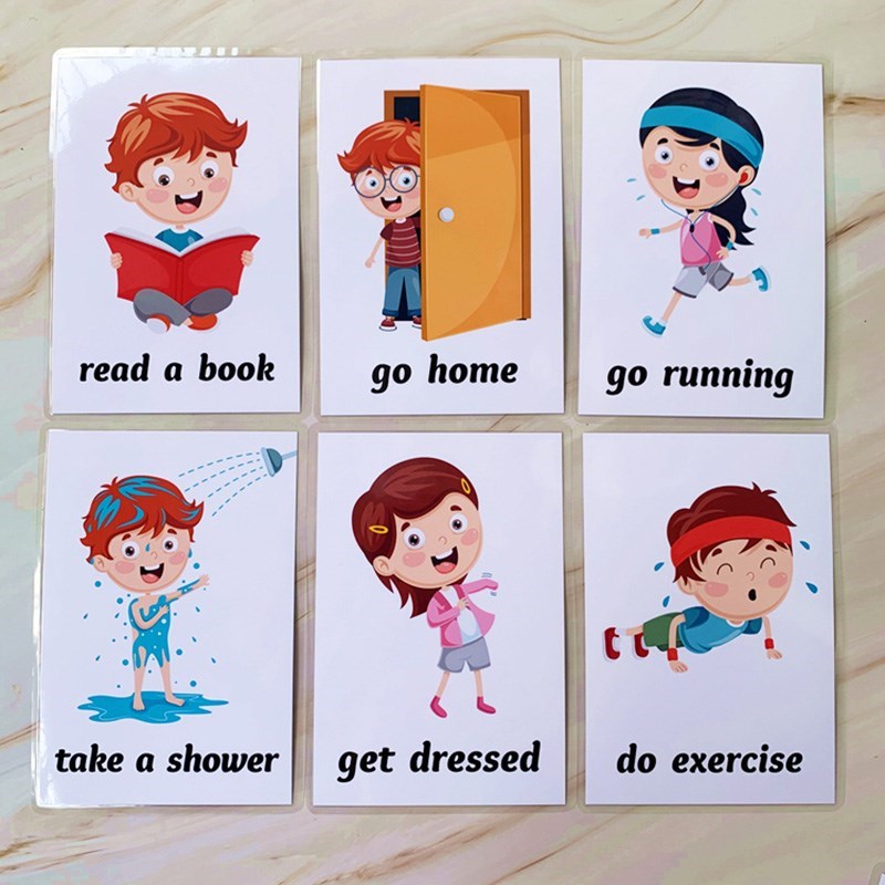 34pcs English Early Learning Flash Cards For Kids Daily Beha - 图0