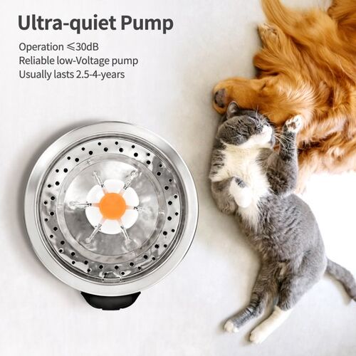 Mute Filter Water Fountain Pet Stainless Steel USB Autom - 图1