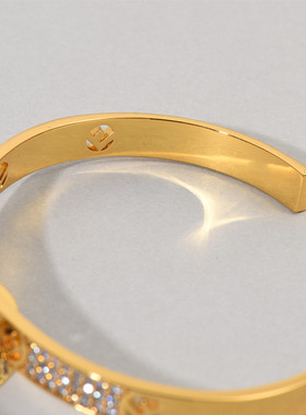 复古金色时尚个性百搭夏季欧美风开口手镯戒指字母F女式手饰扳指