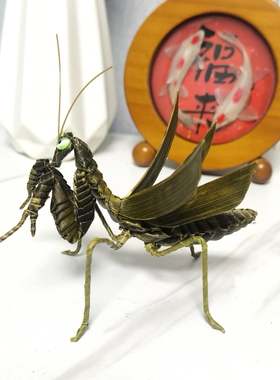 非遗中国棕编螳螂草编小昆虫纯手工制作