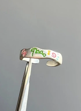 S925纯银多巴胺童趣卡通涂鸦戒指女小众高级轻奢个性百搭新品手饰