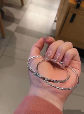 双环四叶草手镯女生高级感纯银2024新款小众轻奢幸运草手环饰品