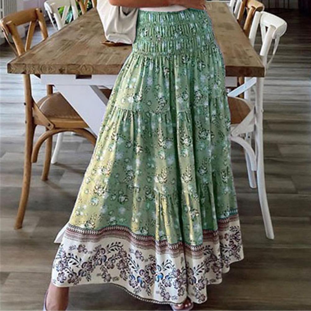 Bohemian Print Women's Long Skirt波西米亚印花女 士长款半身裙 - 图0