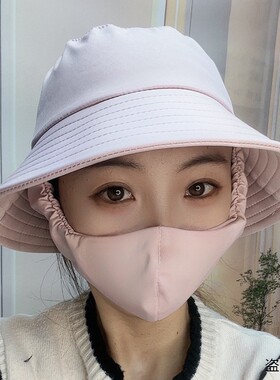 新款防晒遮阳帽口罩一体