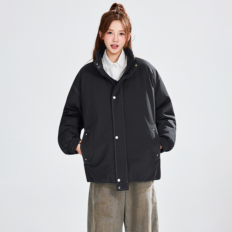 新款大口袋棉服男款冬季加厚连帽拼接撞色面包服时尚保暖棉袄 - 图2