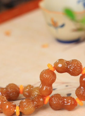 天然新疆和田玉且末红糖百财手串手链古风男女手饰收藏高档礼品