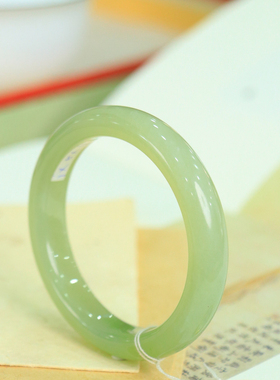 天然新疆和田玉山料冰底晴水54圈口手镯大气典雅古风男女手饰收藏