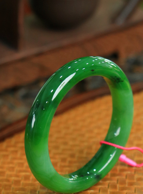 天然新疆和田玉俄罗斯老坑碧玉58圈口手镯大气典雅男女手饰收藏