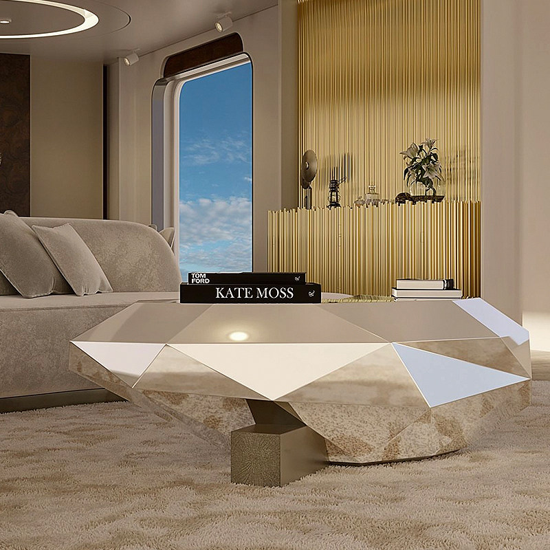 意式轻奢不锈钢茶几客厅家用小户型别墅高端样板房异形设计咖啡桌,淘宝优惠券,粉丝福利购,淘宝优惠卷