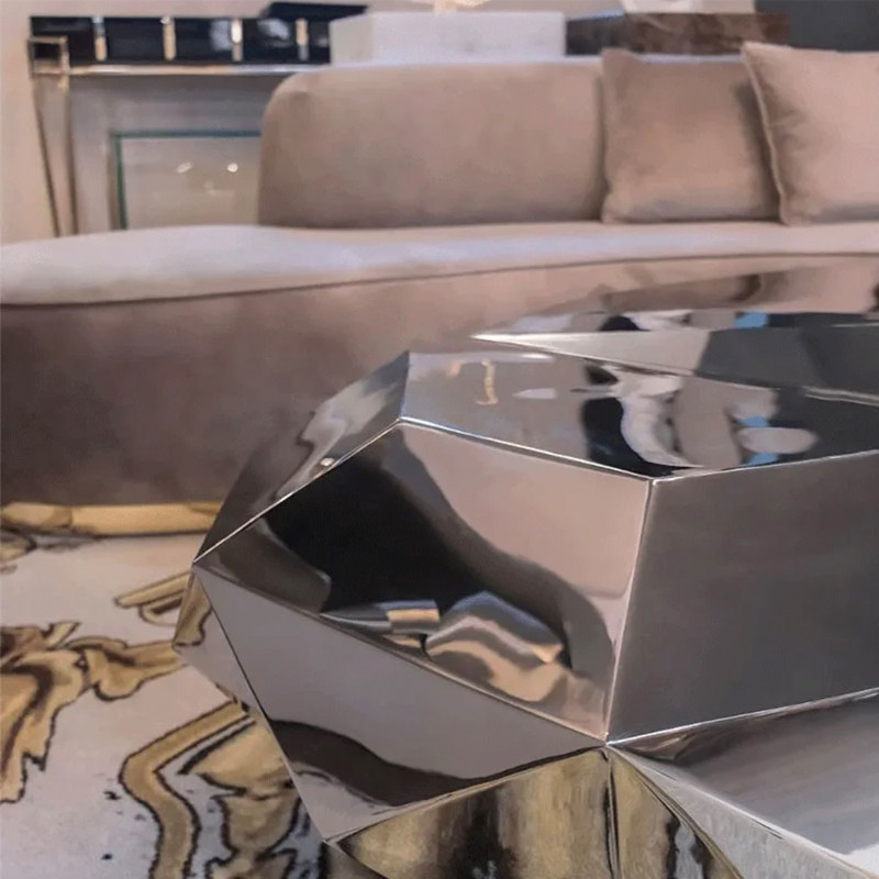 意式轻奢不锈钢茶几客厅家用小户型别墅高端样板房异形设计咖啡桌,淘宝优惠券,粉丝福利购,淘宝优惠卷