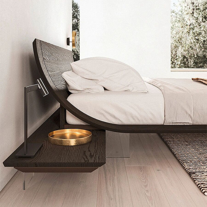 悬浮床现代简约实木床带感应灯条意式弧形高端别墅大平层双人床,淘宝优惠券,粉丝福利购,淘宝优惠卷